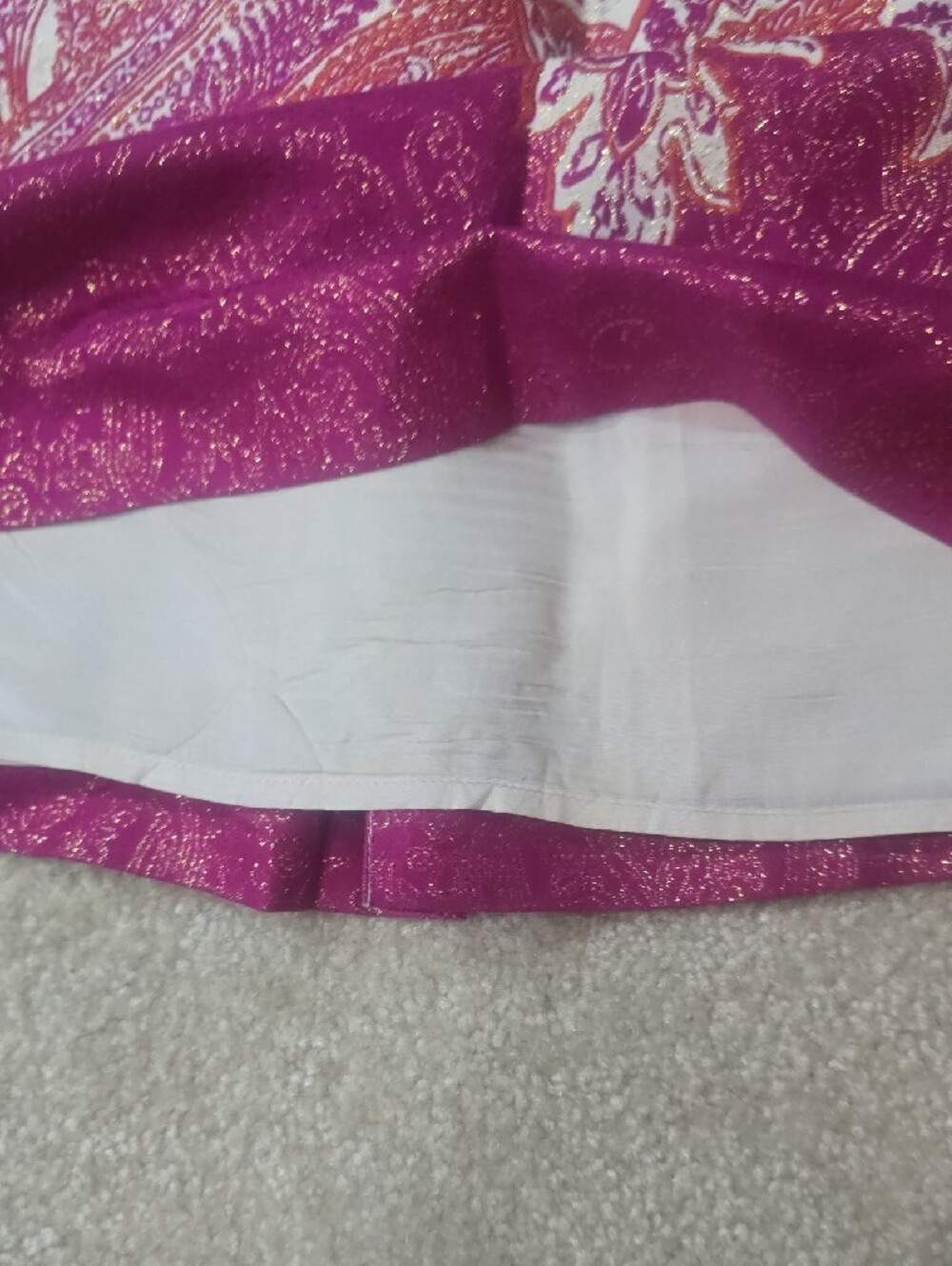 Ann Taylor Pink Paisley A-Line Skirt with Orange & Cream Accents - Picture 6 of 10